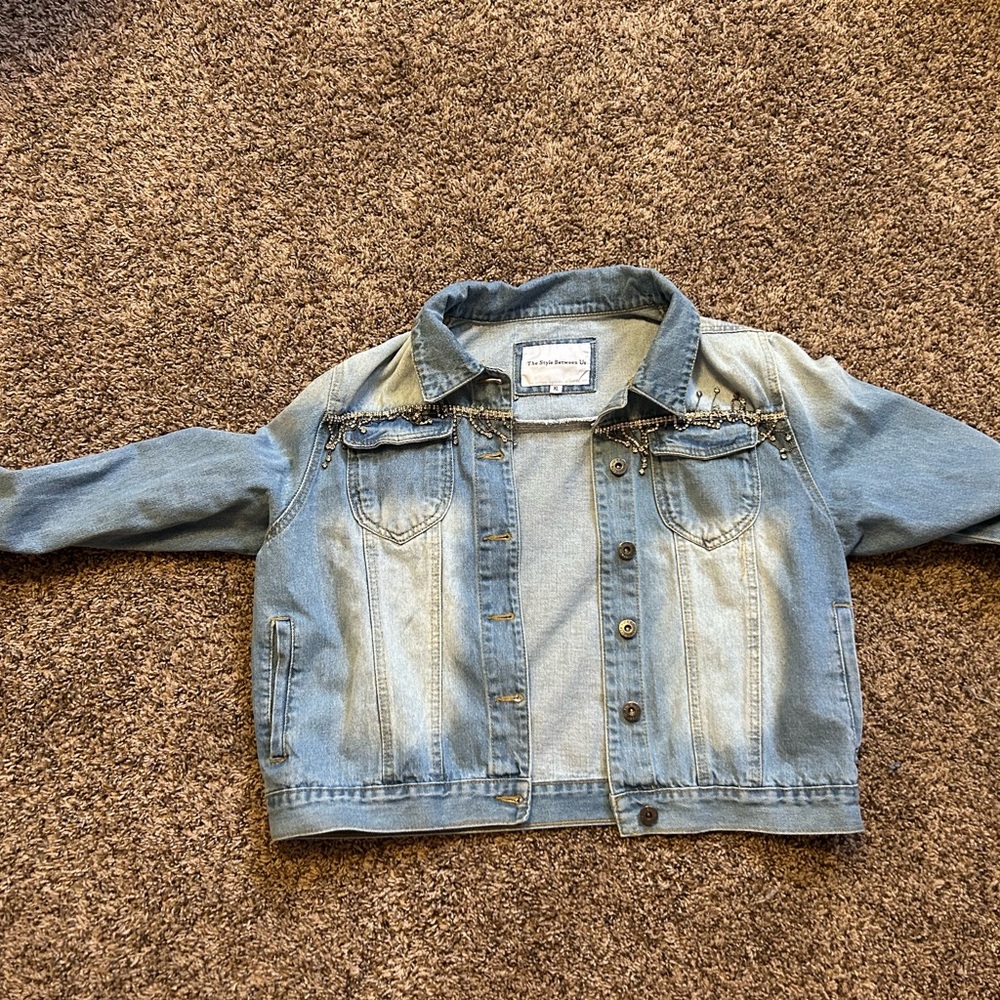 Xl jean jacket with rhinestones!